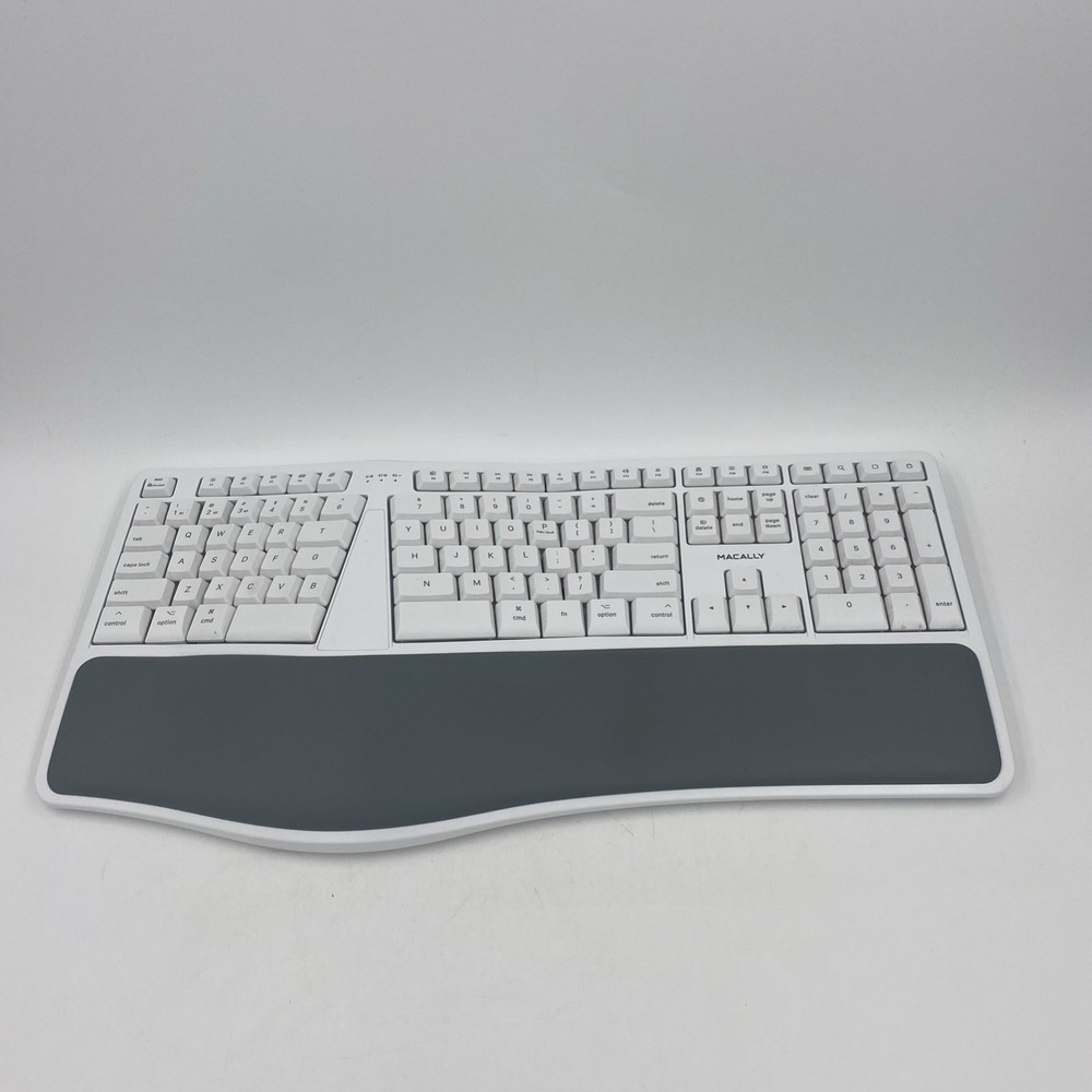 Macally‎ Wireless Ergonomic Keyboard White Bluetooth Split Mac Layout RFBTKEYB